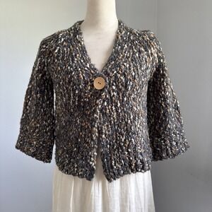 Leo & Nicole‎ Petite XS Women's Cropped Cardigan Sweater Chunky Knit Cottagecore